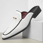 Men's Leather Slides - Slip On Mule Loafers
