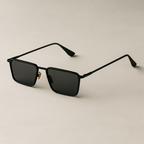 Men's Rectangular Sunglasses - Black Metal Frame Shades