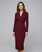 Women's Chic Burgundy Blazer Dress - Tailored Minimalist Style