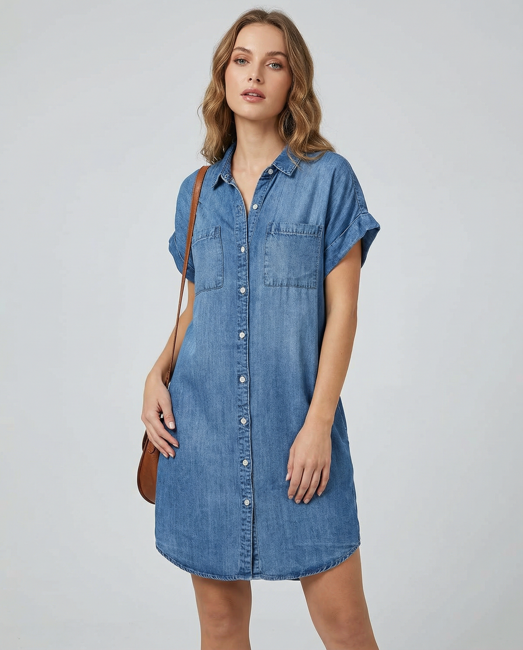 Women's Denim Shirt Dress | Relaxed Fit with Functional Pockets