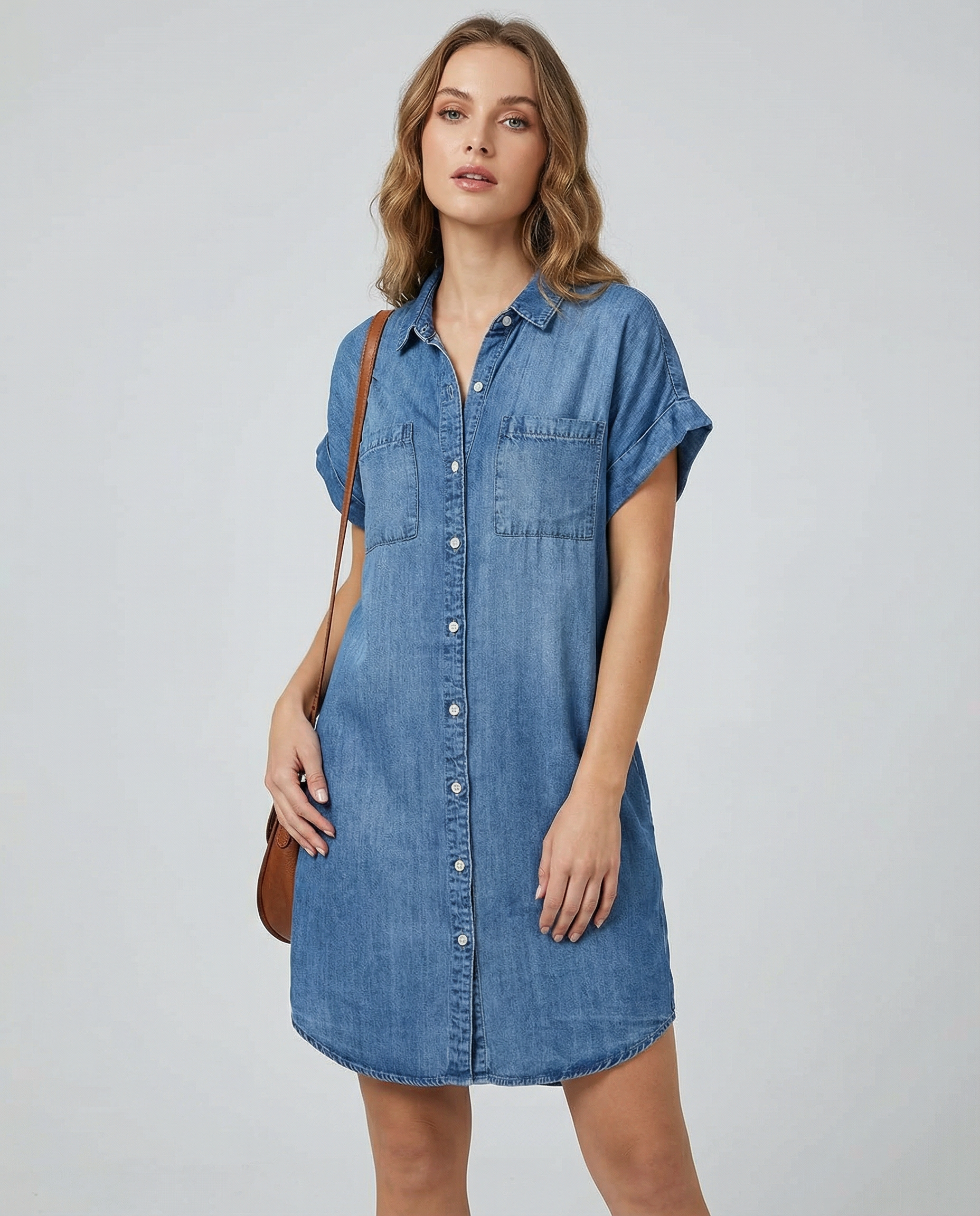 Women's Denim Shirt Dress | Relaxed Fit with Functional Pockets
