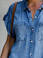 Women's Denim Shirt Dress | Relaxed Fit with Functional Pockets