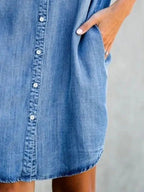 Women's Denim Shirt Dress | Relaxed Fit with Functional Pockets