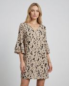 Women's Animal Print Mini Dress - Playful Flare Sleeves