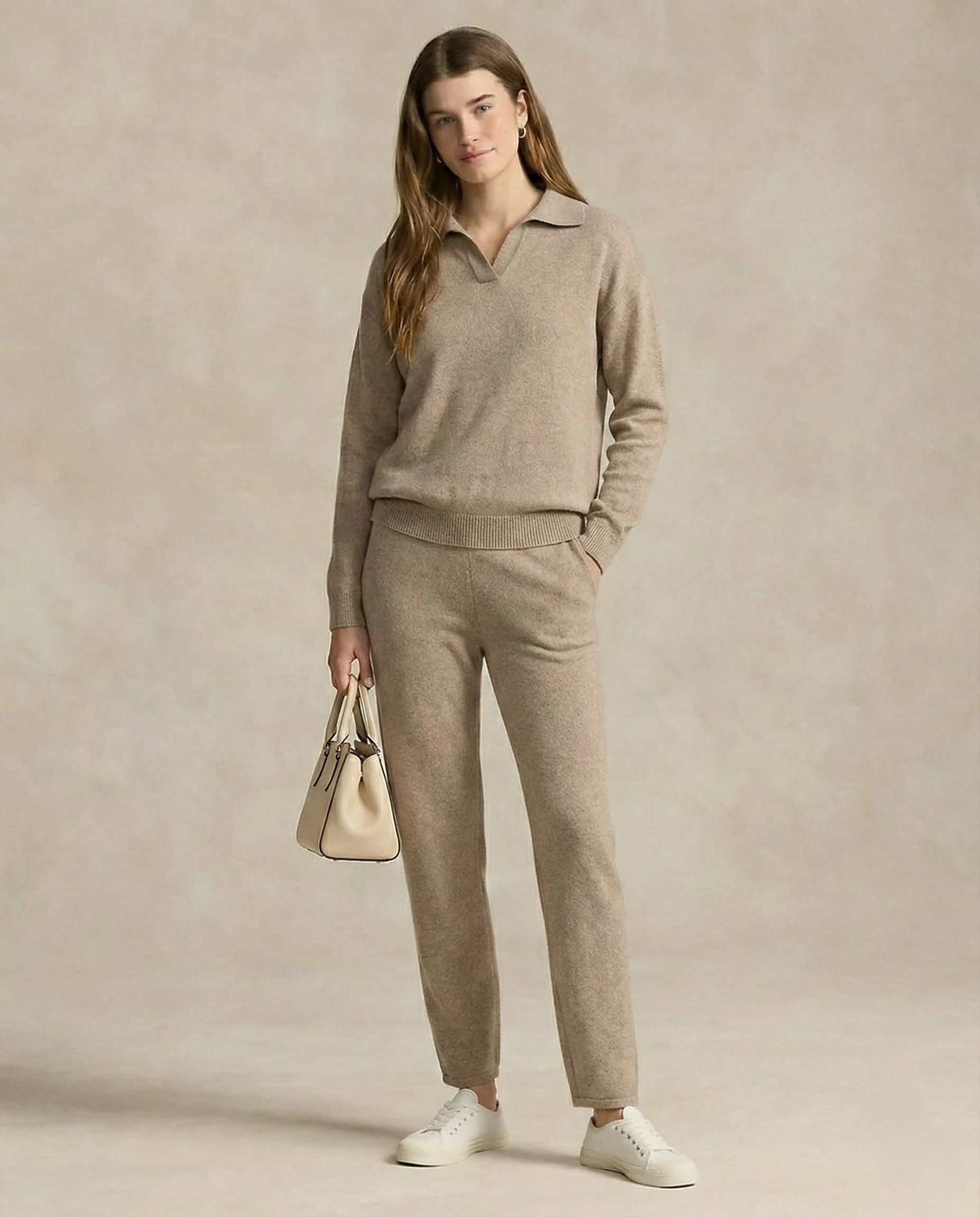 Women's Knit Set - Polo Top and Pants Matching Outfit