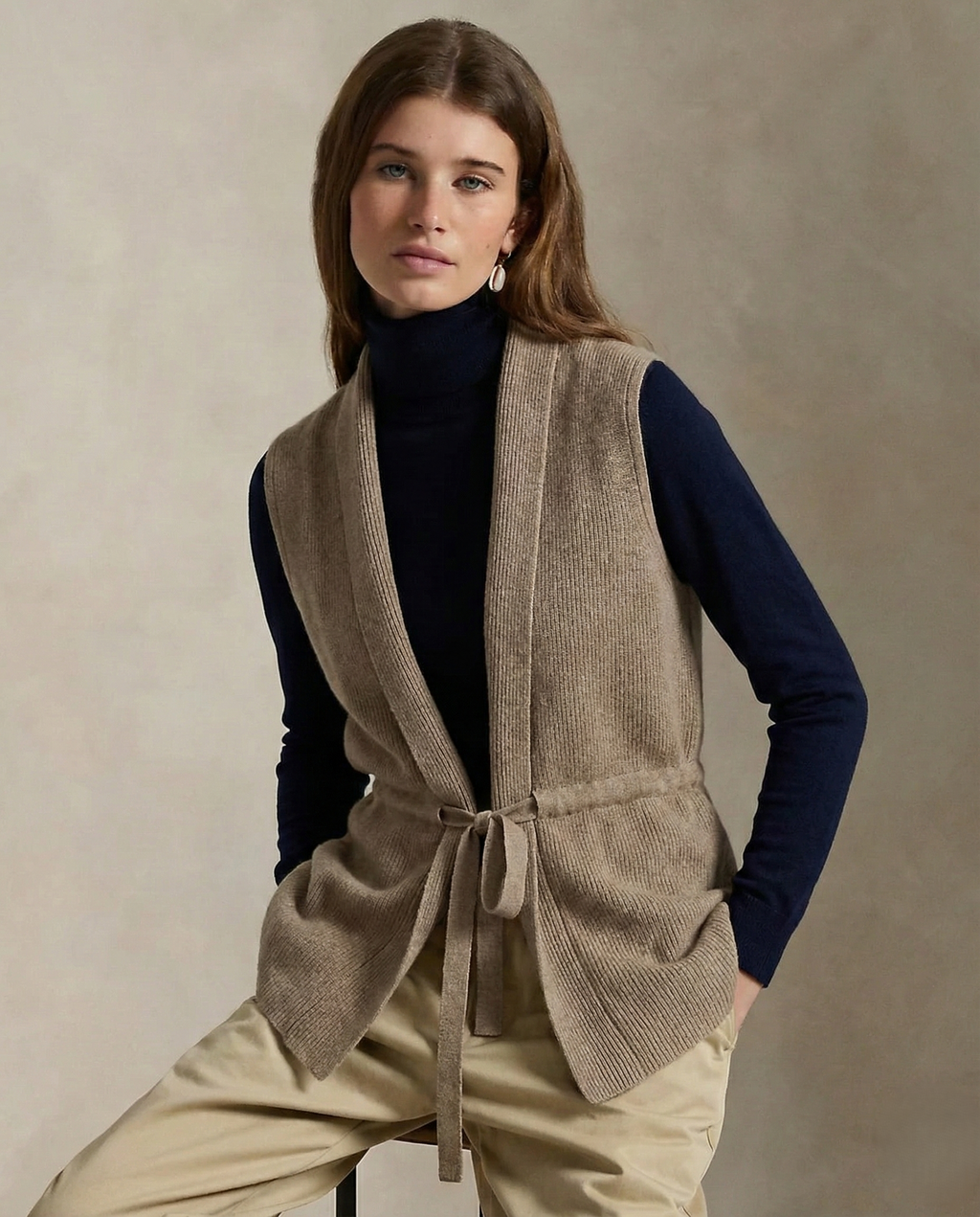 Women's Knit Vest - Sleeveless Cable Pullover