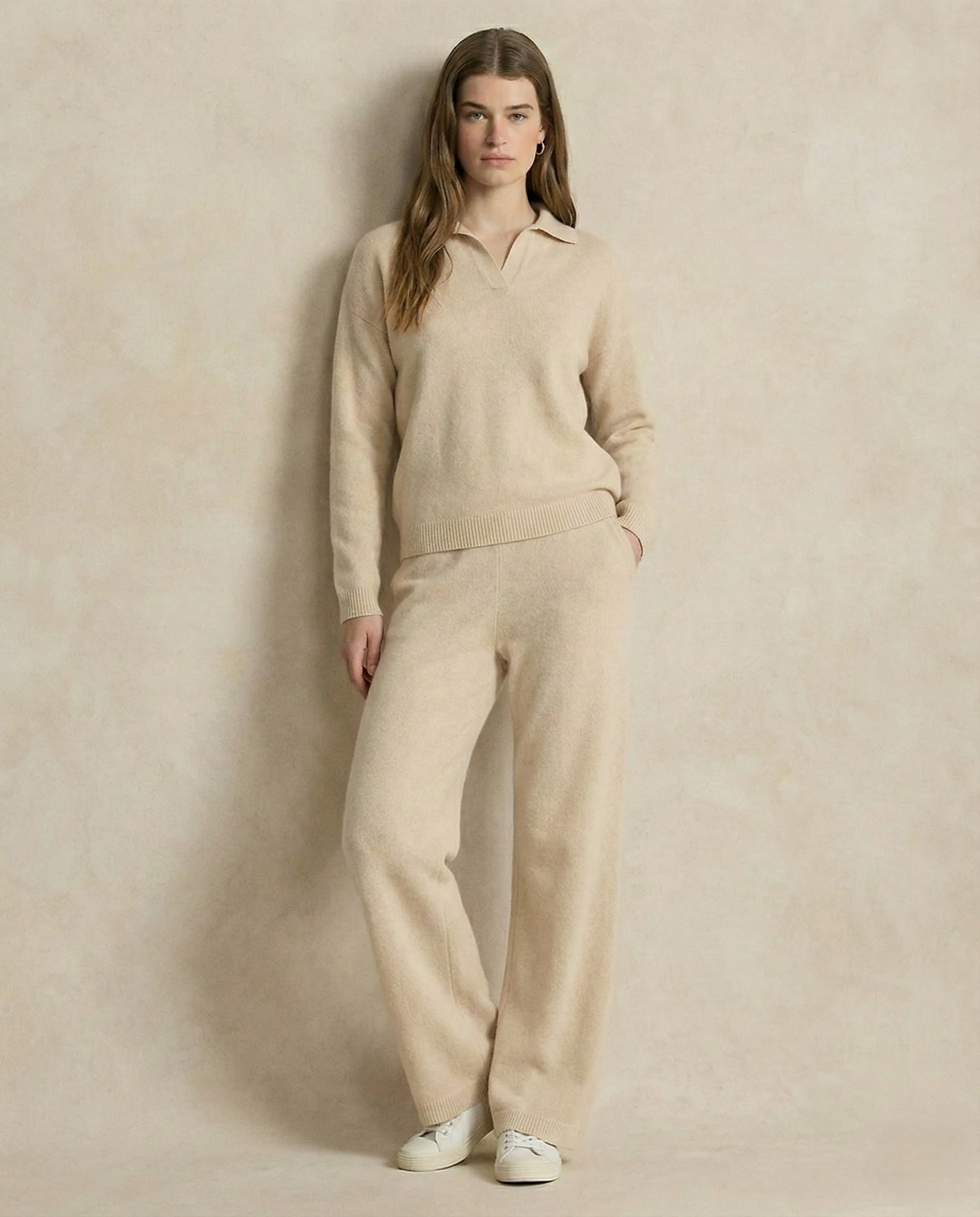 Women's Knit Set - Polo Top and Pants Matching Outfit