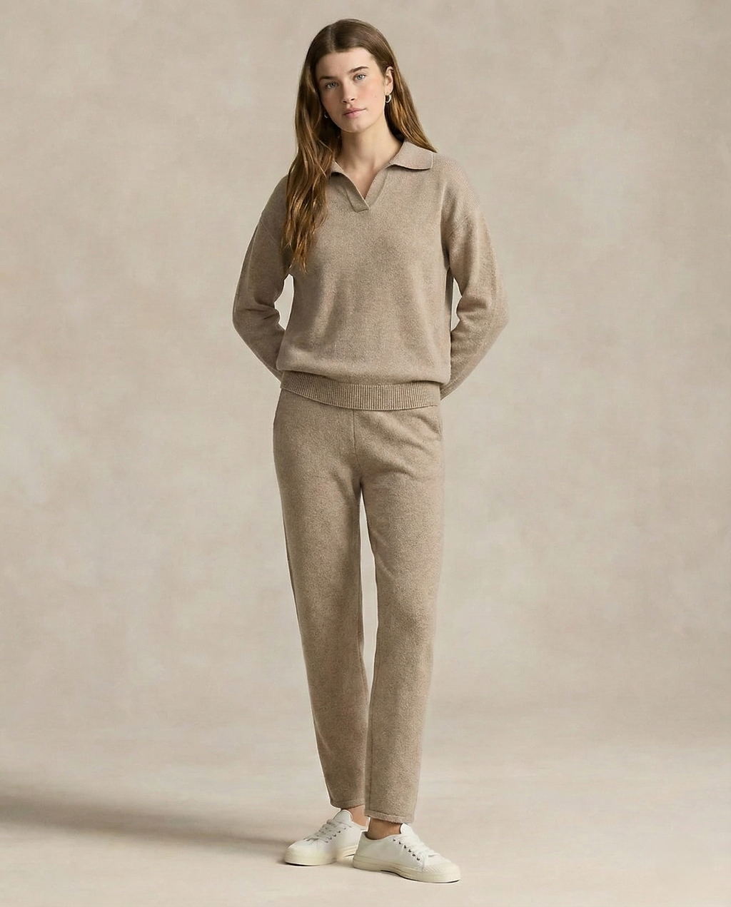 Women's Knit Set - Polo Top and Pants Matching Outfit