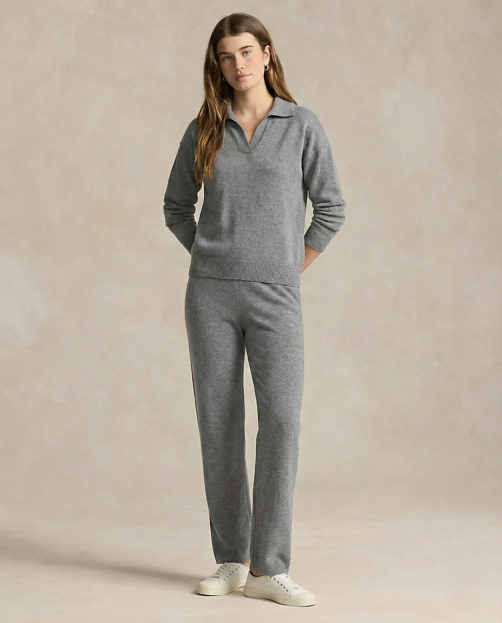 Women's Knit Set - Polo Top and Pants Matching Outfit