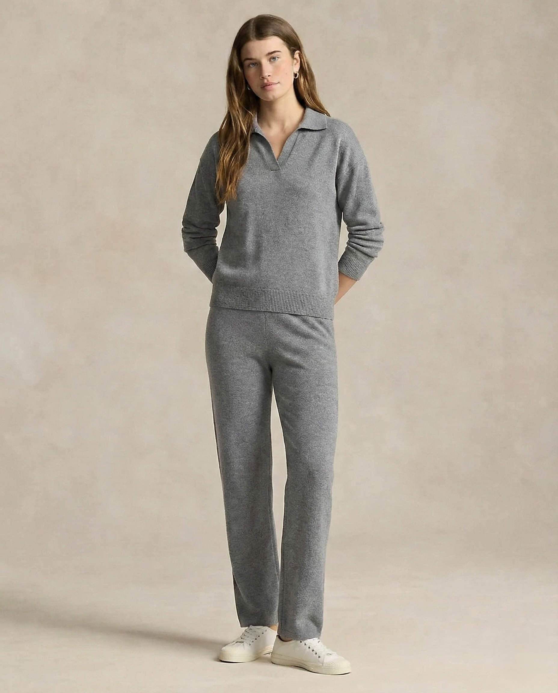 Women's Knit Set - Polo Top and Pants Matching Outfit