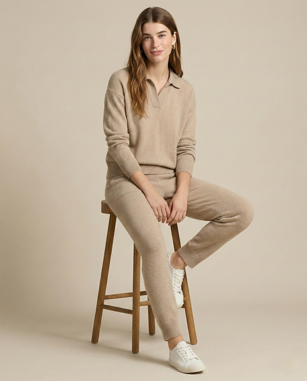 Women's Knit Set - Polo Top and Pants Matching Outfit