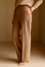 Women's Wool Trousers - Tailored High Waist Pants