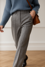 Women's Wool Trousers - Tailored High Waist Pants