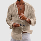 Men's Linen Shirt - Long Sleeve Beach Shirt