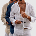 Men's Linen Shirt - Long Sleeve Beach Shirt