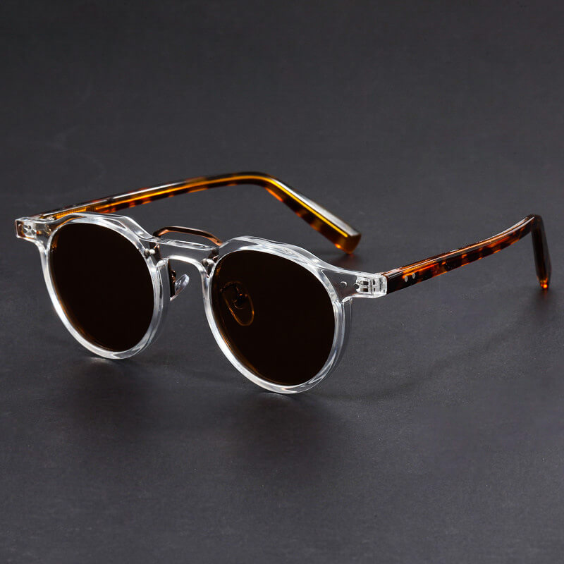 Men's Round Sunglasses - Clear Frame Tortoise Arm Shades