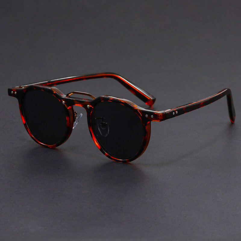 Men's Round Sunglasses - Clear Frame Tortoise Arm Shades