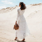 Soleil Women's Bohemian Lace Maxi Dress - Bell Sleeves