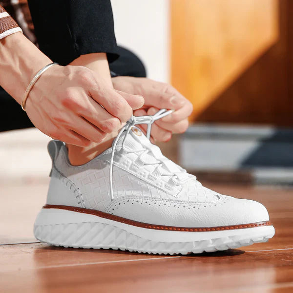 Men's Leather Sneakers - Orthopedic Low Top Trainers