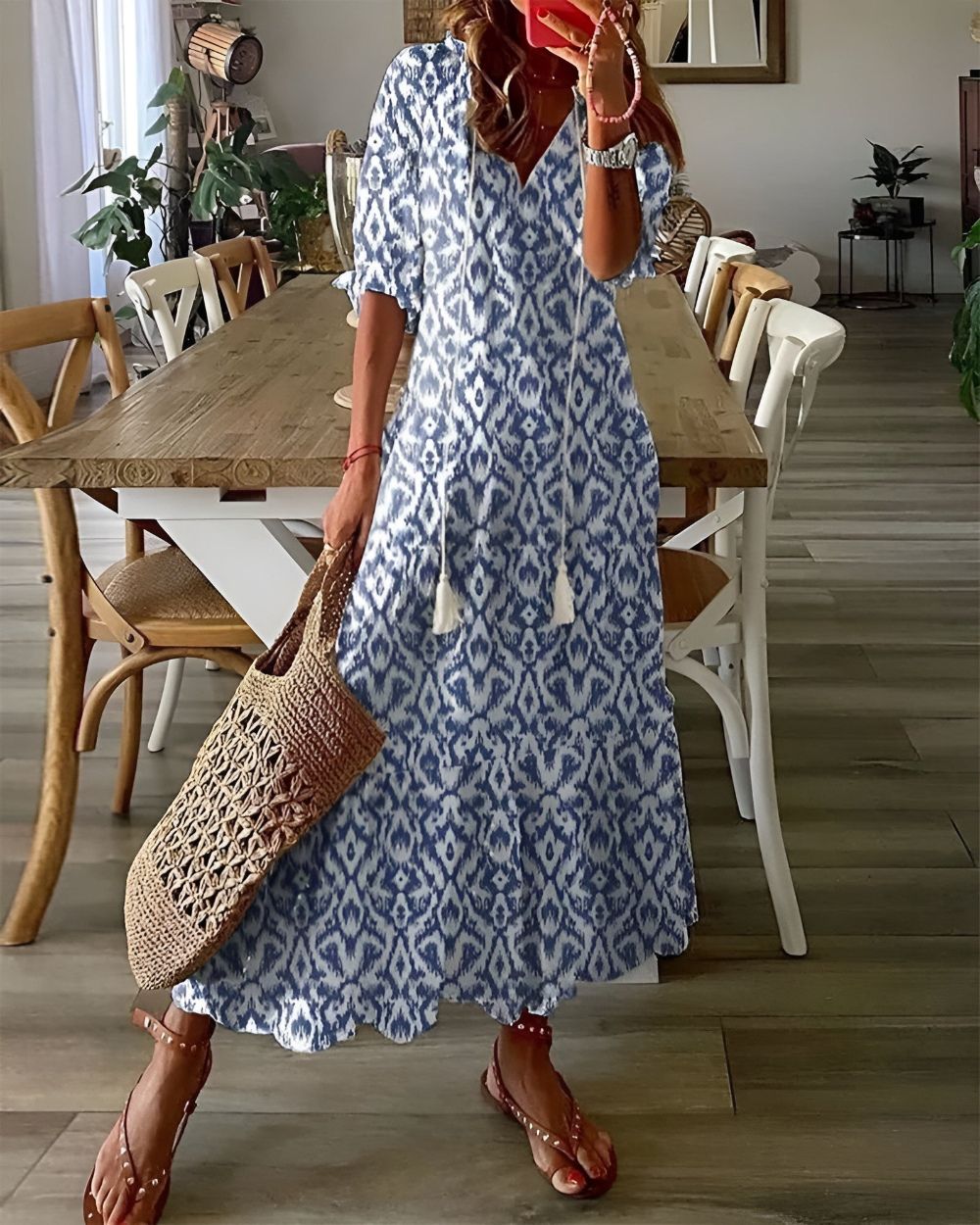 Women's Boho Wrap Dress - Flowing Kimono Coverup