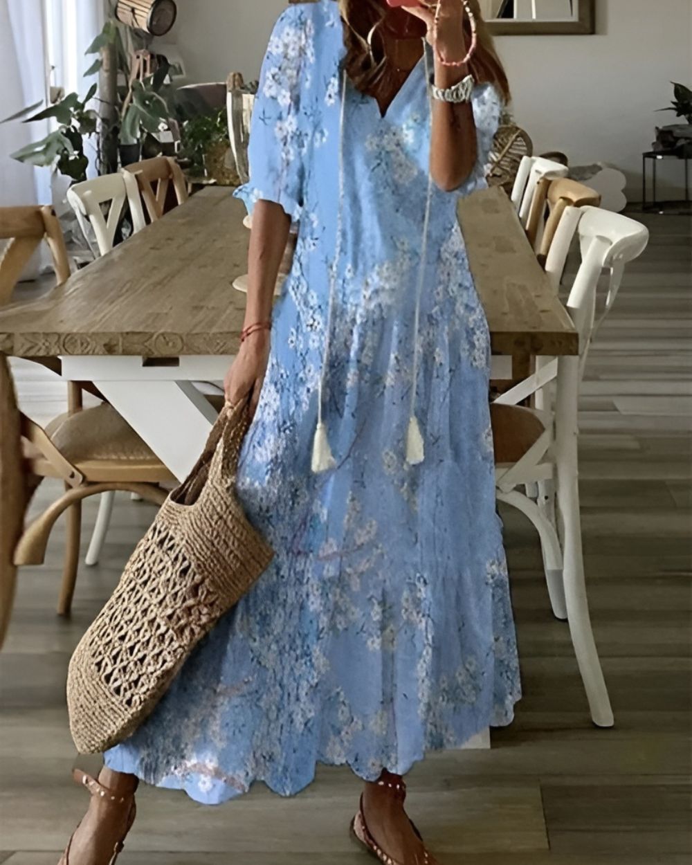 Women's Boho Wrap Dress - Flowing Kimono Coverup