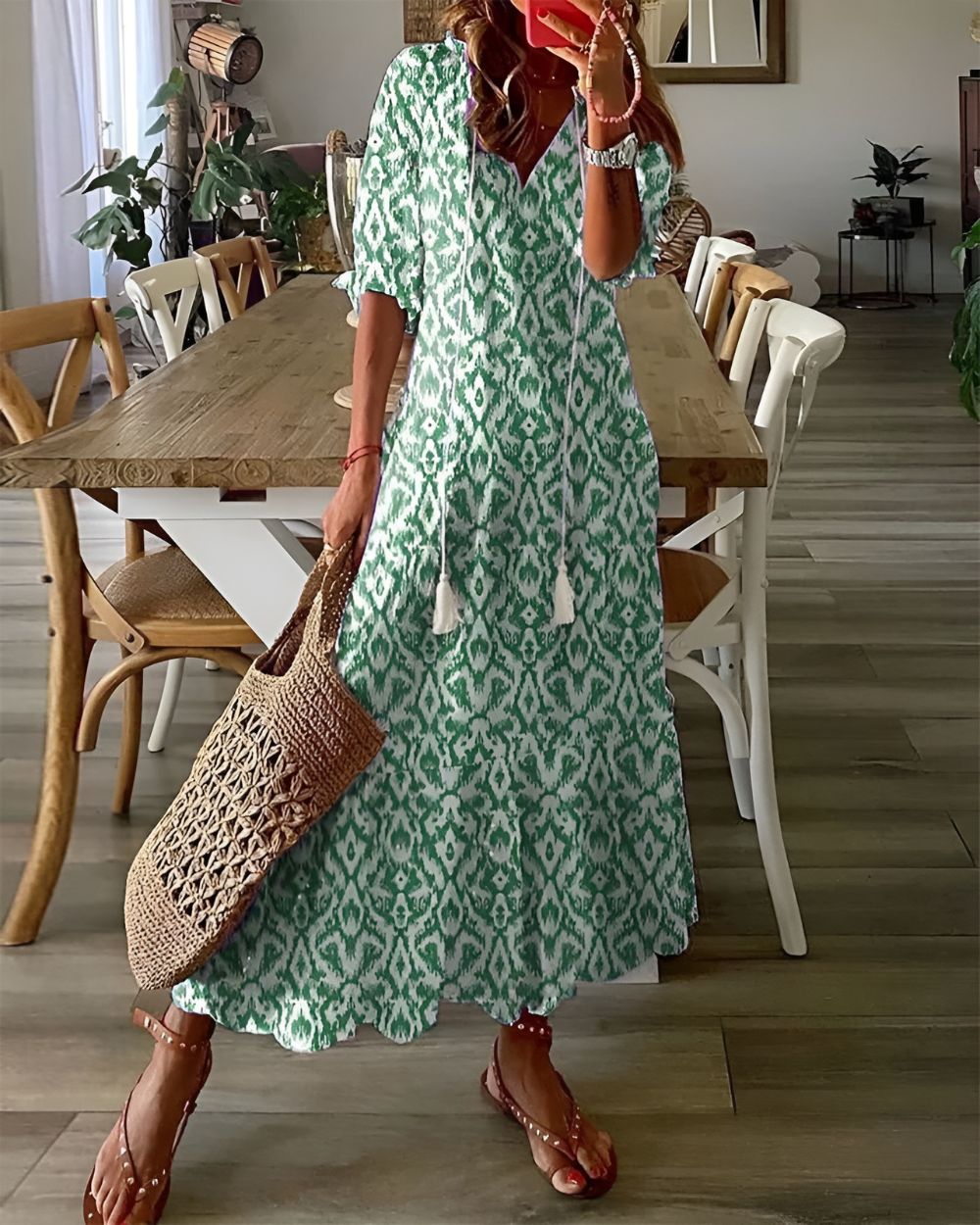 Women's Boho Wrap Dress - Flowing Kimono Coverup
