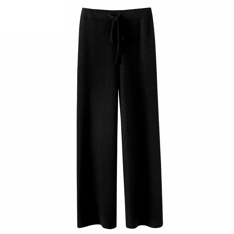 Women's Knit Lounge Set - Sweater and Wide Leg Pants