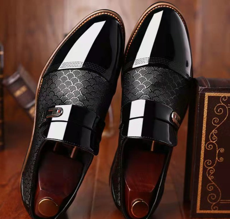 Men's Dress Shoes - Textured Leather Monk Strap Loafers