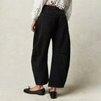 Women's Leopard Print Wide Leg Jeans - High Rise Denim