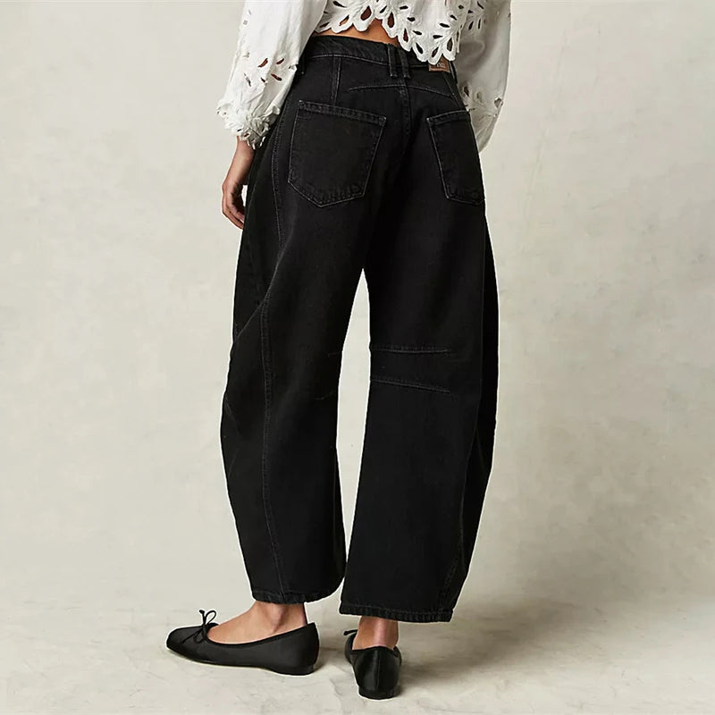 Women's Leopard Print Wide Leg Jeans - High Rise Denim