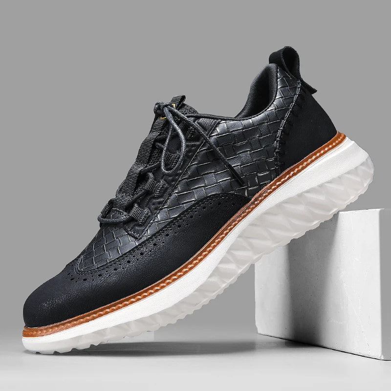 Men's Leather Sneakers - Orthopedic Low Top Trainers
