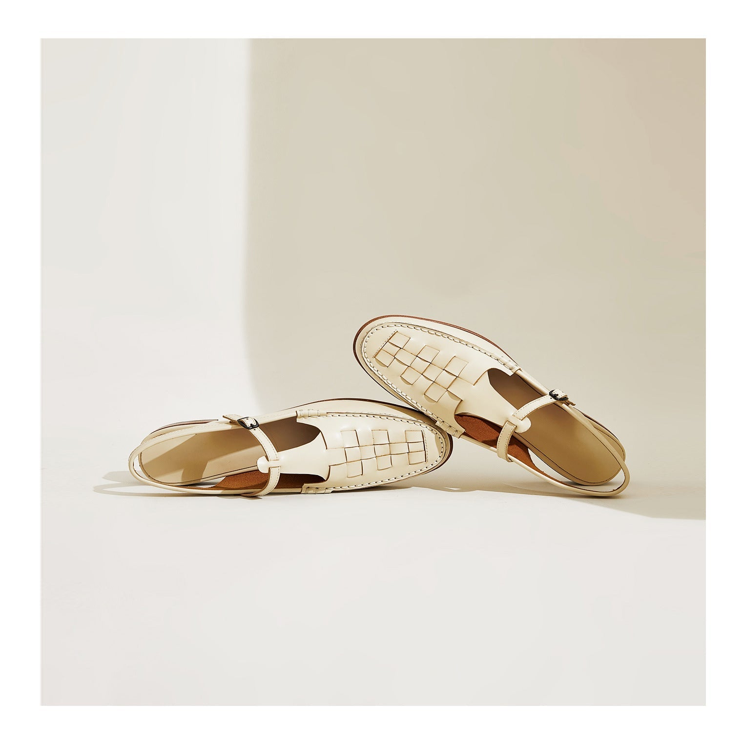 Women's Slingback Woven Loafers - Leather Huarache Flats