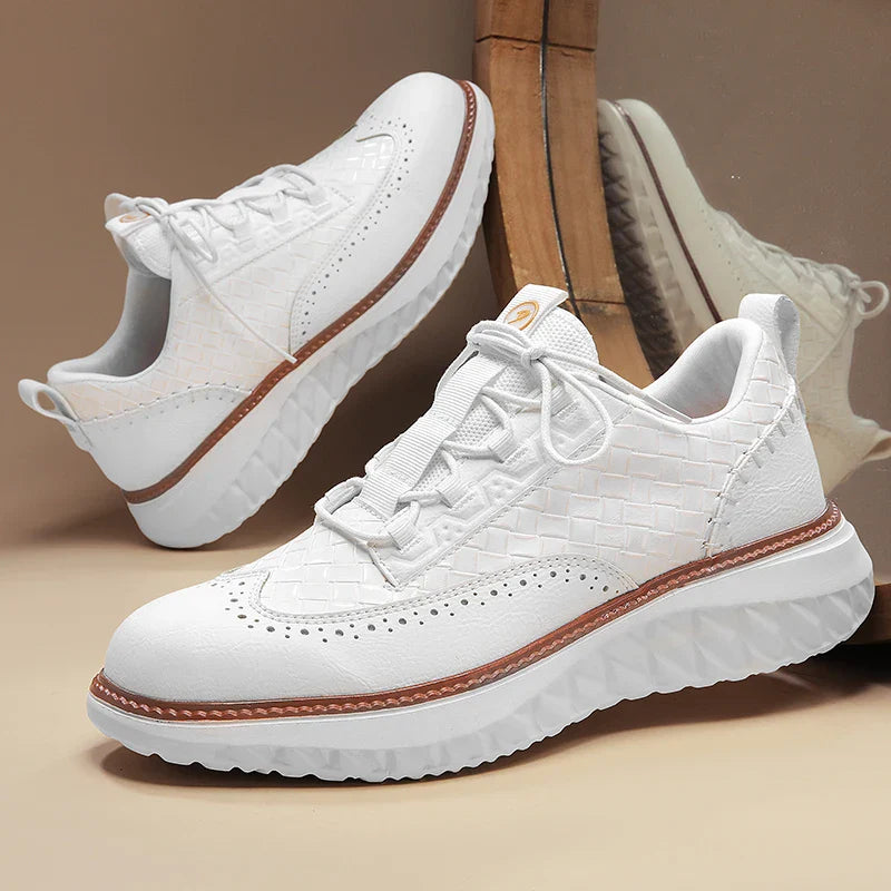 Men's Leather Sneakers - Orthopedic Low Top Trainers