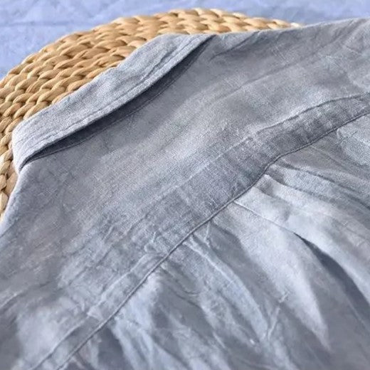 Men's Pure Linen Shirt - Short Sleeve Beach Button Down