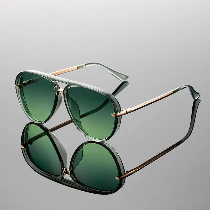 Women's Aviator Sunglasses - Green Tint Teardrop Shades