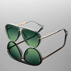 Women's Aviator Sunglasses - Green Tint Teardrop Shades