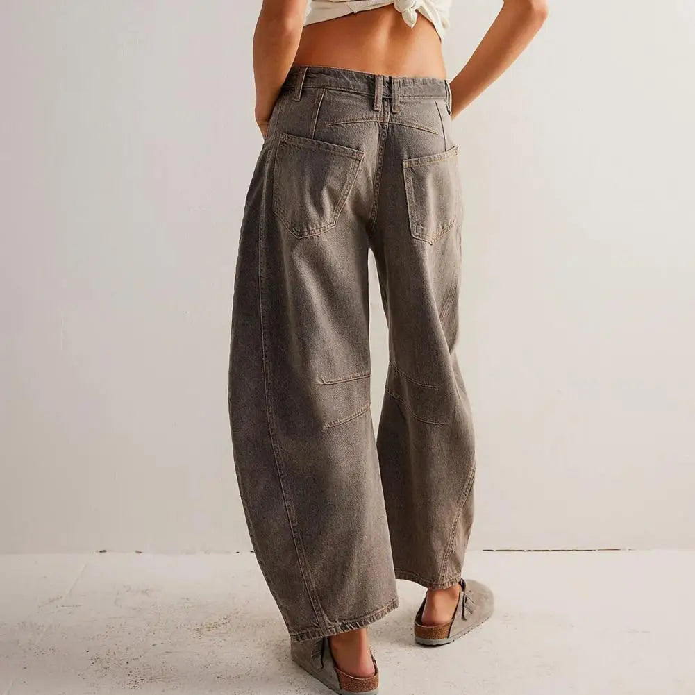 Women's Leopard Print Wide Leg Jeans - High Rise Denim