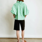Women's Puff Sleeve Blouse - Cotton Collared Shirt