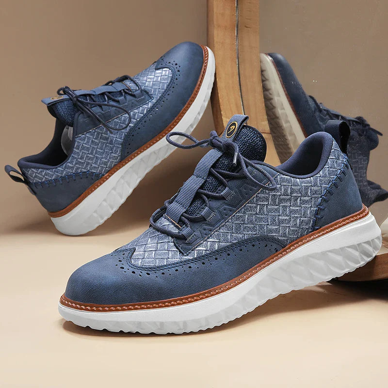 Men's Leather Sneakers - Orthopedic Low Top Trainers
