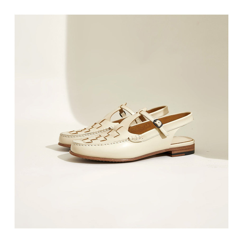 Women's Slingback Woven Loafers - Leather Huarache Flats