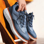 Men's Leather Sneakers - Orthopedic Low Top Trainers