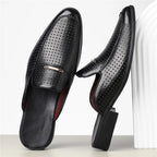 Men's Leather Slides - Slip On Mule Loafers