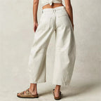 Women's Leopard Print Wide Leg Jeans - High Rise Denim