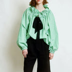 Women's Puff Sleeve Blouse - Cotton Collared Shirt
