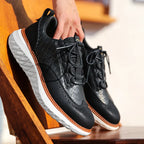 Men's Leather Sneakers - Orthopedic Low Top Trainers