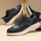 Men's Leather Sneakers - Orthopedic Low Top Trainers