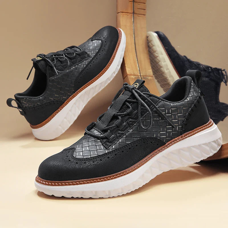 Men's Leather Sneakers - Orthopedic Low Top Trainers