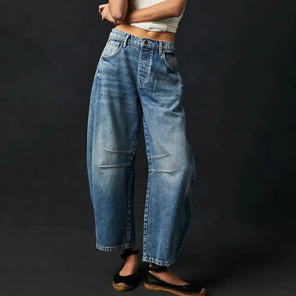 Women's Leopard Print Wide Leg Jeans - High Rise Denim