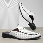Men's Leather Slides - Slip On Mule Loafers