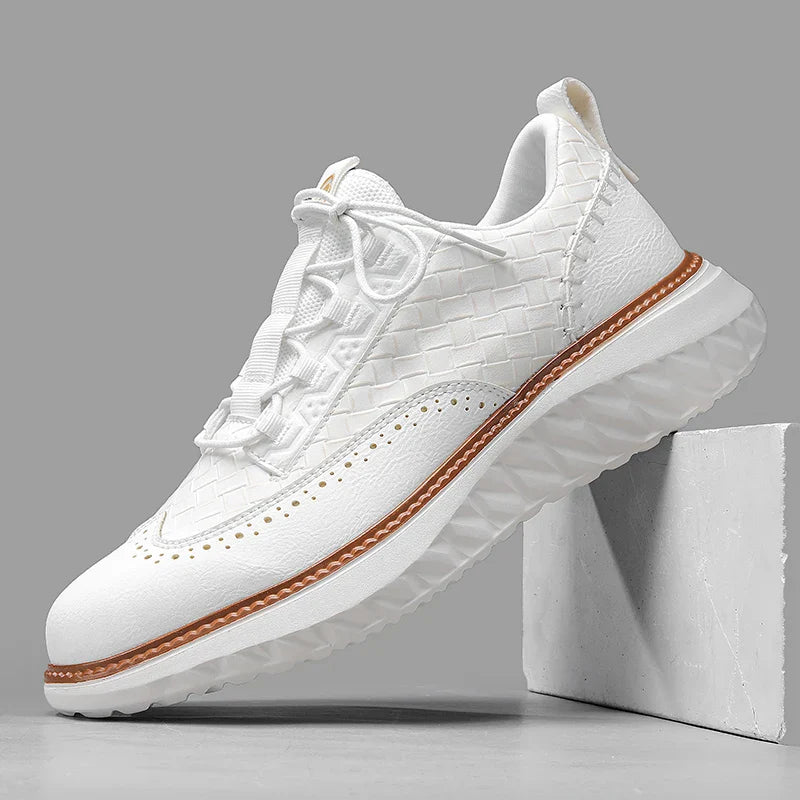 Men's Leather Sneakers - Orthopedic Low Top Trainers